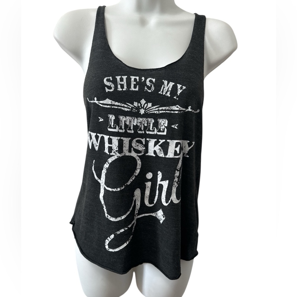 "She's my Little Whiskey Girl” dark gray racerback tank top M